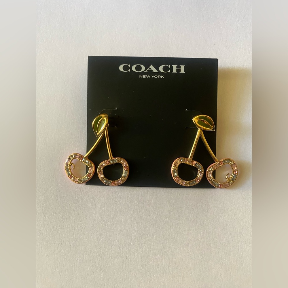 Coach Signature Crystal Cherry Drop Earrings - Picture 7 of 7